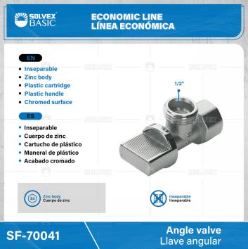 SF-70041-(Caja master 1 CTN=200 SKU)-(MOQ 20 SKU)-Llave de retención ángular 1/2" x 1/2"
Inseparable