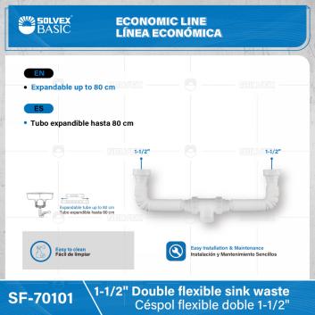 SF-70101-(Caja master 1 CTN=40 SKU)-(MOQ 1 SKU)-Céspol flexible doble
Tubo expandible hasta 80 cm
