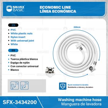 SFX-3434200-(Caja master 1 CTN=30 SKU)-(MOQ 1 SKU)-Manguera de lavadora
PVC