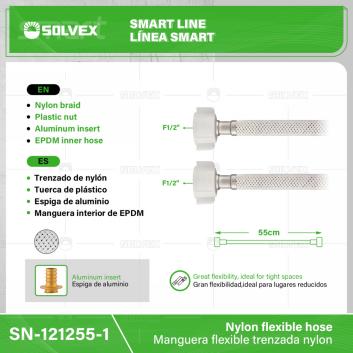 SN-121255-1-(Caja master 1 CTN=200 SKU)-(MOQ 10 SKU)-Manguera flexibles trenzado nylon
Trenzado de nylón