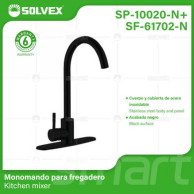 SP-10020-N+SF-61702-N (Caja master 10)(MOQ 1 pz=1 caja) Monomando para fregadero