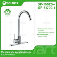 SP-10020+SF-61702-1 (Caja master 10)(MOQ 1 pz=1 caja) Monomando para fregadero