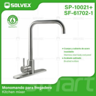 SP-10021+SF-61702-1 (Caja master 6)(MOQ 1 pz=1 caja) Monomando para fregadero