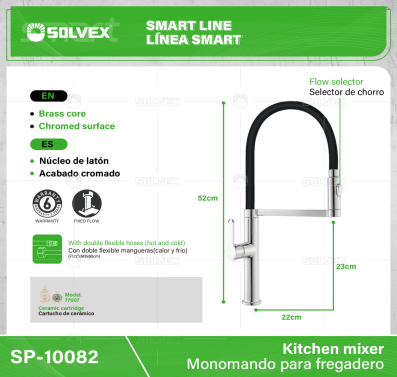 SP-10082-(Caja master 1 CTN=6 SKU)-(MOQ 1 SKU)-Monomando para fregadero
Nucleo de latón