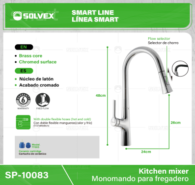 SP-10083-(Caja master 1 CTN=6 SKU)-(MOQ 1 SKU)-Monomando para fregadero
Nucleo de latón