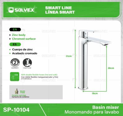 SP-10104-(Caja master 1 CTN=10 SKU)-(MOQ 1 SKU)-Monomando para lavabo
Cuerpo de aleación de zinc