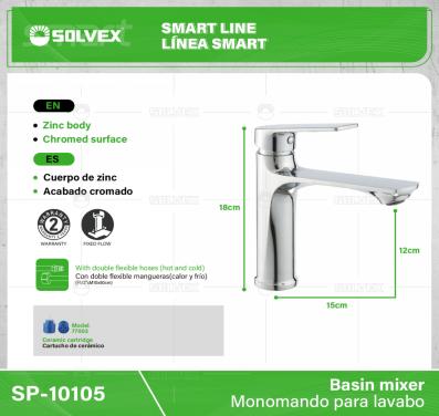 SP-10105-(Caja master 1 CTN=10 SKU)-(MOQ 1 SKU)-Monomando para lavabo
Cuerpo de aleación de zinc
