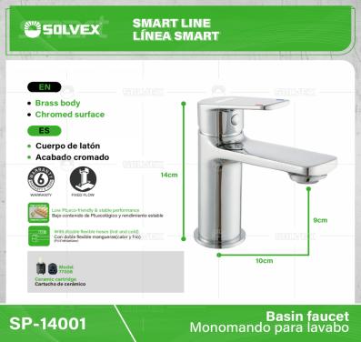 SP-14001-(Caja master 1 CTN=10 SKU)-(MOQ 1 SKU)-Monomando para lavabo
Cuerpo de latón,latón de alta calidad（CW617N/CC757S)