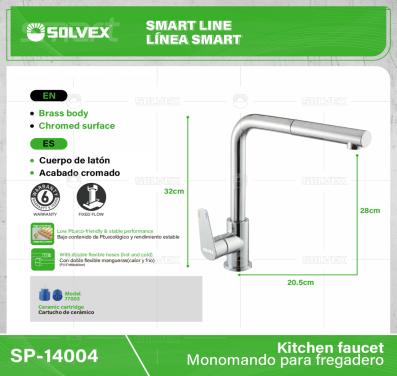 SP-14004-(Caja master 1 CTN=6 SKU)-(MOQ 1 SKU)-Monomando para fregadero
Núcleo de Latón