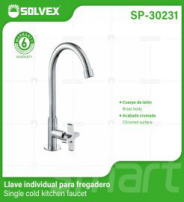 SP-30231 (Caja master 20)(MOQ 1 pz=1 caja) Llave individual para fregadero Single cold kitchen faucet