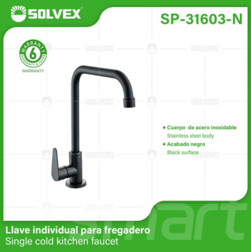 Liquidación SP-31603-N (Caja master 10)(MOQ 1 pz=1 caja) Llave individual para fregadero Single cold kitchen faucet