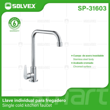 Liquidación SP-31603 (Caja master 10)(MOQ 1 pz=1 caja) Llave individual para fregadero Single cold kitchen faucet
