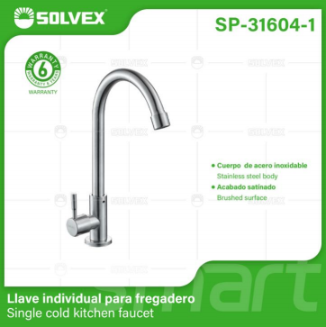 Liquidación SP-31604-1 (Caja master 20)(MOQ 1 pz=1 caja) Llave individual para fregadero Single cold kitchen faucet