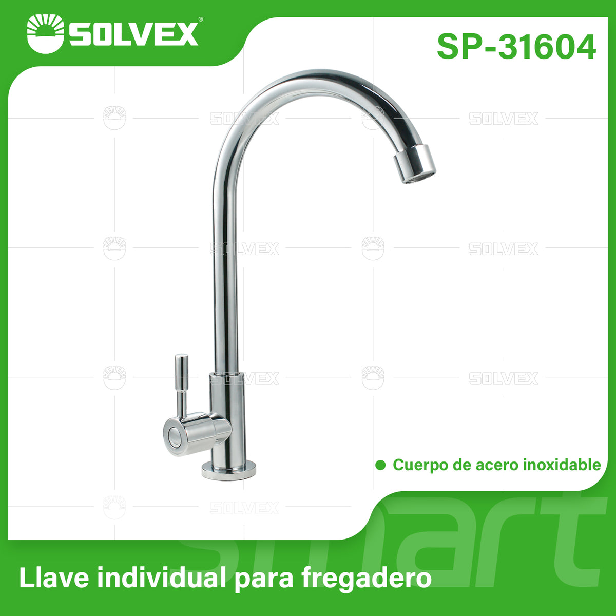 SP-31604-(Caja master 1 CTN=20 SKU)-(MOQ 1 SKU)-Llave individual para fregadero
Cuerpo y cuello de acero inoxidable