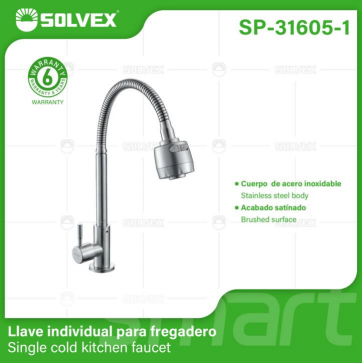 Liquidación SP-31605-1 (Caja master 20)(MOQ 1 pz=1 caja) Llave individual para fregadero Single cold kitchen faucet