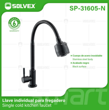 Liquidación SP-31605-N (Caja master 20)(MOQ 1 pz=1 caja) Llave individual para fregadero Single cold kitchen faucet