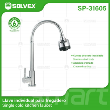 Liquidación SP-31605 (Caja master 20)(MOQ 1 pz=1 caja) Llave individual para fregadero Single cold kitchen faucet