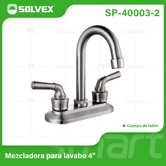SP-40003-2 (Caja master 20)(MOQ 1 pz=1 caja) Mezcladora para lavabo 4"