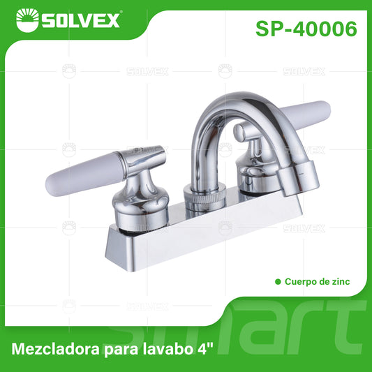SP-40006 (Caja master 20)(MOQ 1 pz=1 caja) Mezcladora para lavabo 4"