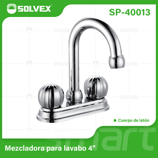 SP-40013 (Caja master 20)(MOQ 1 pz=1 caja) Mezcladora para lavabo 4"
