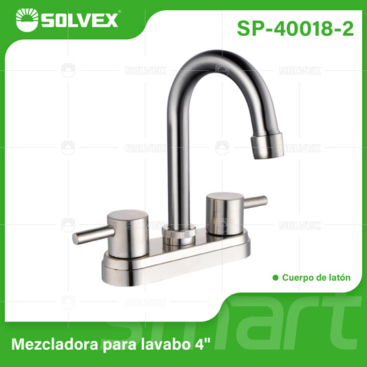 SP-40018-2 (Caja master 20)(MOQ 1 pz=1 caja) Mezcladora para lavabo 4"