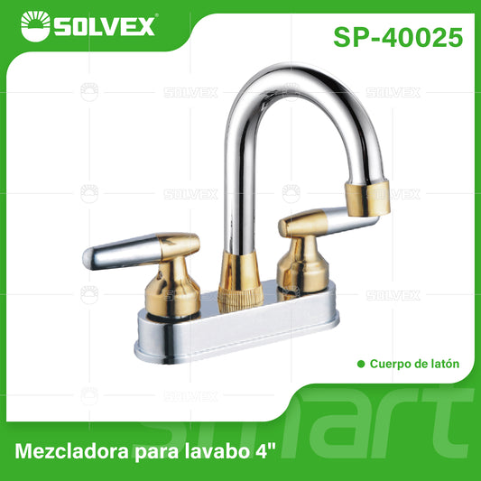 SP-40025 (Caja master 20)(MOQ 1 pz=1 caja) Mezcladora para lavabo 4"