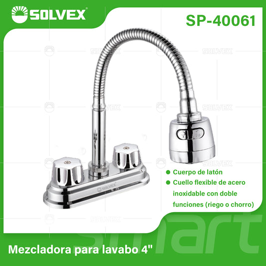 SP-40061 (Caja master 20)(MOQ 1 pz=1 caja) Mezcladora para lavabo 4"