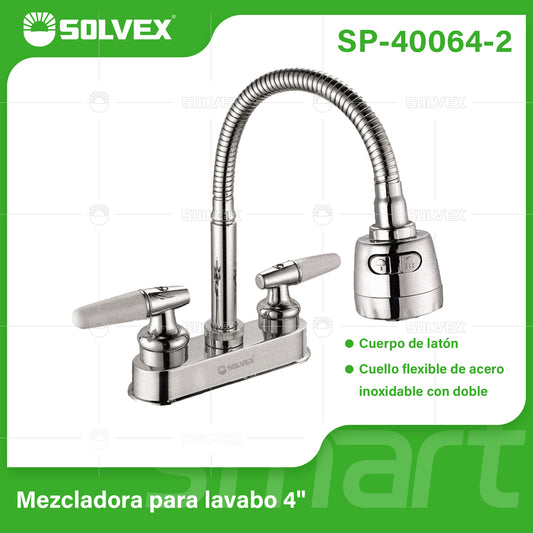 SP-40064-2 (Caja master 20)(MOQ 1 pz=1 caja) Mezcladora para lavabo 4"