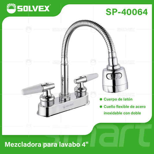 SP-40064 (Caja master 20)(MOQ 1 pz=1 caja) Mezcladora para lavabo 4"