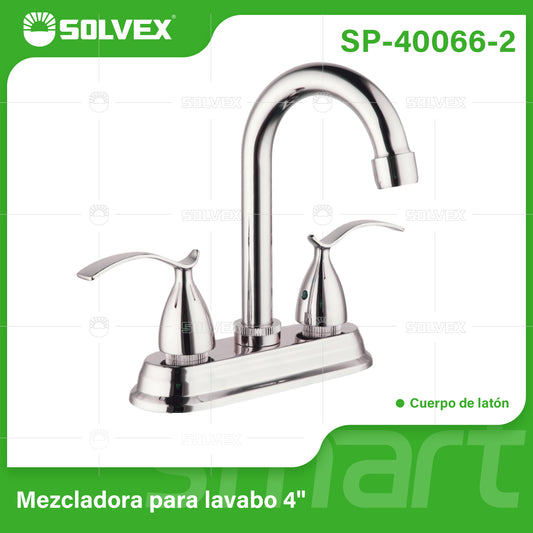 SP-40066-2 (Caja master 20)(MOQ 1 pz=1 caja) Mezcladora para lavabo 4"