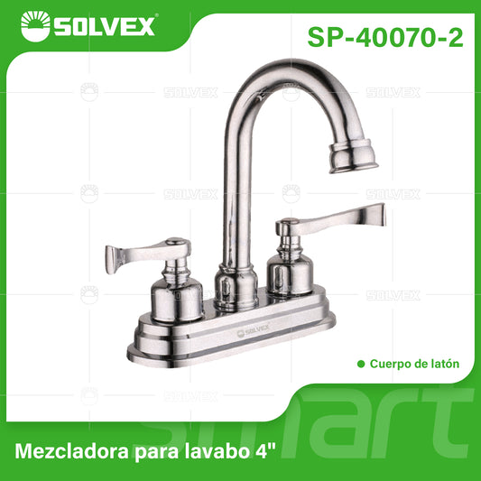 SP-40070-2 (Caja master 20)(MOQ 1 pz=1 caja) Mezcladora para lavabo 4"