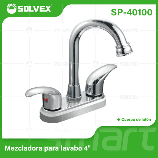 SP-40100 (Caja master 20)(MOQ 1 pz=1 caja) Mezcladora para lavabo 4"