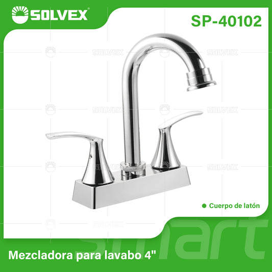 SP-40102 (Caja master 20)(MOQ 1 pz=1 caja) Mezcladora para lavabo 4"