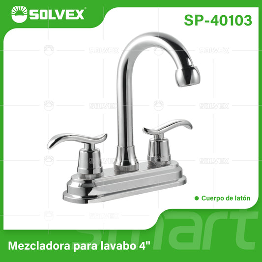 SP-40103 (Caja master 20)(MOQ 1 pz=1 caja) Mezcladora para lavabo 4"