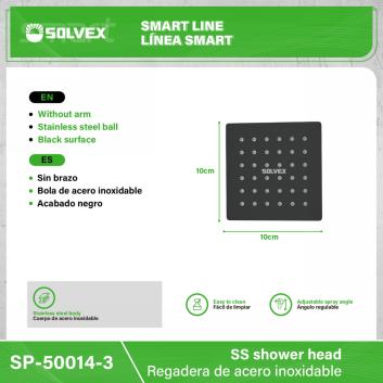 SP-50014-3-(Caja master 1 CTN=100 SKU)-(MOQ 10 SKU)-Regadera de acero inoxidable
Cuerpo de acero inoxidable