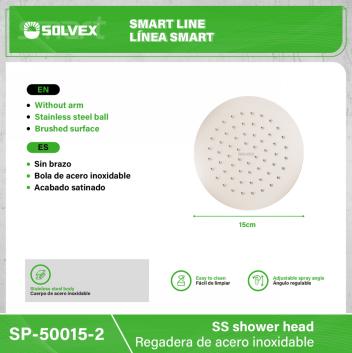 SP-50015-2-(Caja master 1 CTN=60 SKU)-(MOQ 10 SKU)-Regadera de acero inoxidable
Cuerpo de acero inoxidable