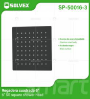 SP-50016-3 (Caja master 60)(MOQ 1 pz=1 caja) Regadera cuadrada 6"6" SS square shower head