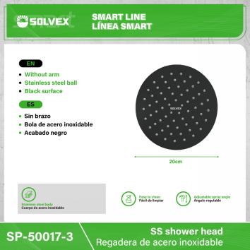 SP-50017-3-(Caja master 1 CTN=40 SKU)-(MOQ 10 SKU)-Regadera de acero inoxidable
Cuerpo de acero inoxidable