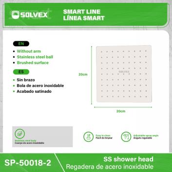 SP-50018-2-(Caja master 1 CTN=40 SKU)-(MOQ 10 SKU)-Regadera de acero inoxidable
Cuerpo de acero inoxidable