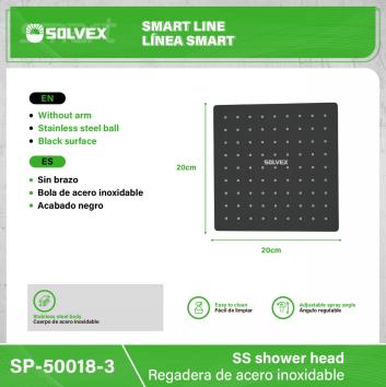 SP-50018-3-(Caja master 1 CTN=40 SKU)-(MOQ 10 SKU)-Regadera de acero inoxidable
Cuerpo de acero inoxidable