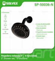 SP-50036-N (Caja master 40)(MOQ 1 juego=1 caja) Regadera redonda 5",5 funciones 5" Shower set, 5 functions