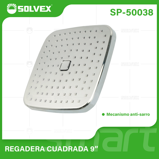SP-50038 (Caja master 40)(MOQ 1 pz=1 caja) Regadera cuadrada 9"