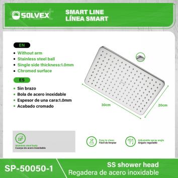 SP-50050-1-(Caja master 1 CTN=10 SKU)-(MOQ 5 SKU)-Regadera de acero inoxidable
Cuerpo de acero inoxidable
