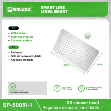 SP-50051-1-(Caja master 1 CTN=10 SKU)-(MOQ 5 SKU)-Regadera de acero inoxidable
Cuerpo de acero inoxidable