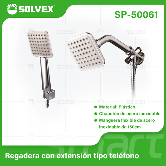 SP-50061 (Caja master 20)(MOQ 1 juego=1 blíster) Regadera con extensión tipo teléfono