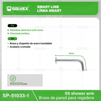 SP-51033-1-(Caja master 1 CTN=100 SKU)-(MOQ 1 SKU)-Brazo de pared para regadera
Brazo y chapetón de acero inoxidable