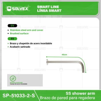 SP-51033-2-S-(Caja master 1 CTN=100 SKU)-(MOQ 1 SKU)-Brazo de pared para regadera
Brazo y chapetón de acero inoxidable
