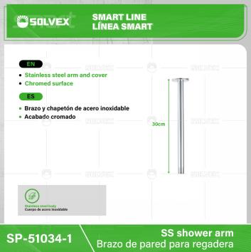 SP-51034-1-(Caja master 1 CTN=50 SKU)-(MOQ 1 SKU)-Brazo de pared para regadera
Brazo y chapetón de acero inoxidable