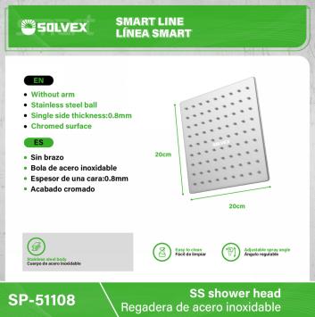 SP-51108-(Caja master 1 CTN=20 SKU)-(MOQ 10 SKU)-Regadera de acero inoxidable
Cuerpo de acero inoxidable