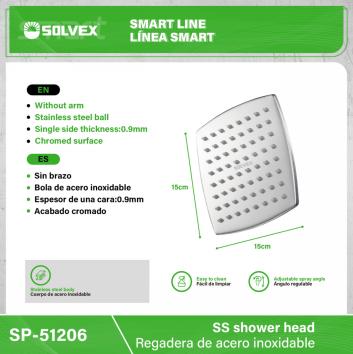 SP-51206-(Caja master 1 CTN=40 SKU)-(MOQ 10 SKU)-Regadera de acero inoxidable
Cuerpo de acero inoxidable